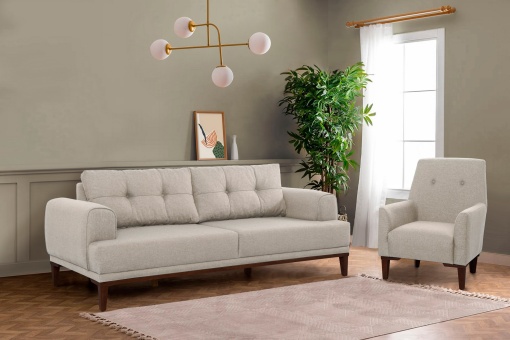 Set Canapea Vina Set - Cream, Walnut