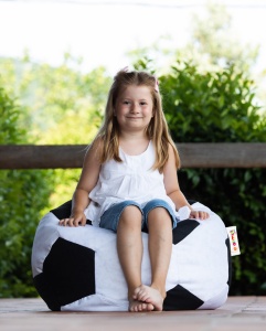 Bean Bag Football Kids Pouf - Black, White - Img 1
