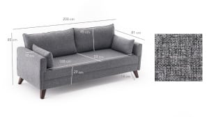 Canapea Bella Sofa For 3 Pr - Grey - Img 6