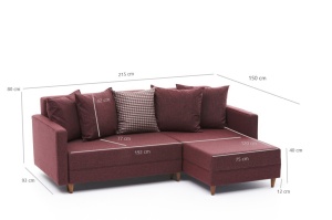 Canapea Extensibila Aydam Right - Claret Red - Img 7