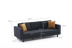 Canapea Kale Velvet - Anthracite - Img 7