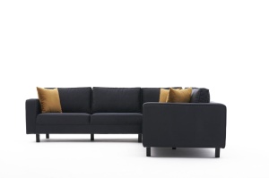 Canapea pe colț Kale Velvet - Anthracite - Img 5