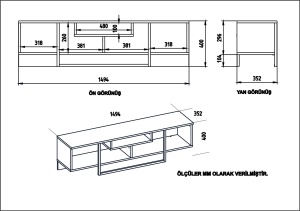 Comoda TV Asal (150) - Oak, White, Black - Img 4