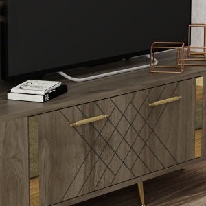 Comoda TV Detas - Walnut, Gold - Img 3