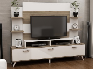Comoda TV Diana - White, Walnut - Img 2