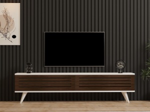 Comoda TV Hill - Walnut, White - Img 2