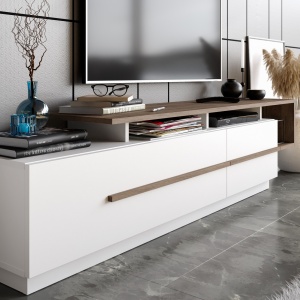 Comoda TV Pia - Walnut, White - Img 3