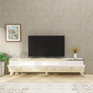 Comoda TV Sona - White, Gold - Img 3