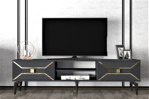 Comoda TV Yumedi - Anthracite, Gold - Img 1