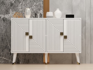 Consolă Ahart - White, Gold - Img 1