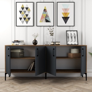 Consolă Kiev - Walnut, Anthracite - Img 2