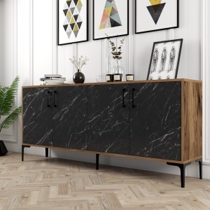 Consolă Kiev - Walnut, Black Marble - Img 3