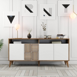 Consolă Milan 160 - Walnut, White - Img 1