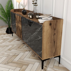 Consolă Venedik - Walnut, Black Marble - Img 4