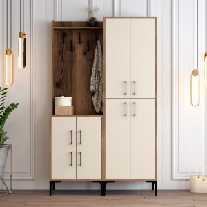 Dulap cu raft Berlin BA - Walnut, Cream - Img 1