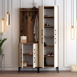 Dulap cu raft Berlin BA - Walnut, Cream - Img 3