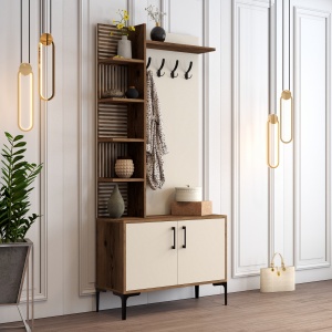 Dulap cu raft Viyana D - Walnut, Cream - Img 2