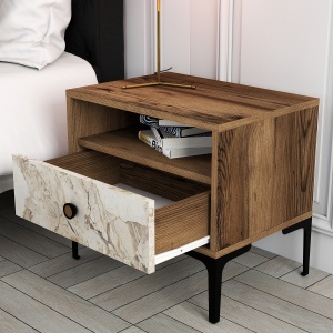 Noptiera Lizbon 531 - Walnut, White - Img 3