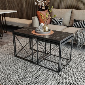 Set de masa pentru cafea Defne - Black Marble - Img 1