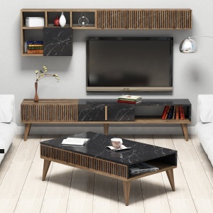 Set mobilier Milan - Walnut, Black - Img 1