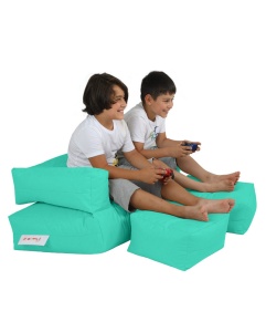 Bean Bag Kids Double Seat Pouf - Turquoise - Img 4