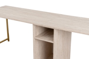 Birou Twin Study Desk - Travertine, Gold - Img 6