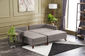 Canapea Extensibila Bella Mini Corner Sofa Left - Brown - Img 3