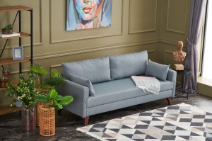 Canapea Extensibila Bella Soft Yataklı Üçlü Koltuk - Blue - Img 3