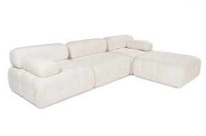 Canapea pe colț Doblo 3 Locuri with Pouffe ( L1-O1-1R-Pouffe) - Cream - Img 3