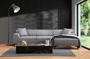 Canapea pe colț Petra R Corner - Light Grey - Img 1
