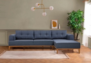 Canapea pe colț Vina Corner - Dark Blue, Atlantic Pine - Img 2