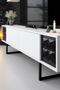 Comoda TV Black Line - White, Black - Img 4