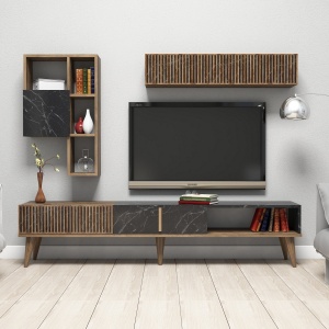 Comoda TV Milan - Walnut, Black - Img 3