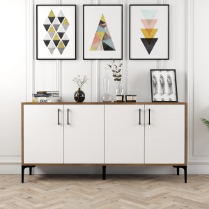 Consolă Kiev 160 - Walnut, White - Img 1