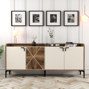 Consolă Venedik - Walnut, Cream - Img 1