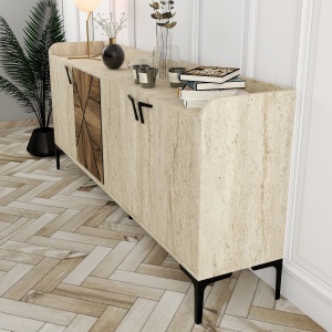 Consolă Venedik - Walnut, Travertine - Img 4