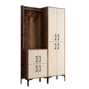 Dulap cu raft Berlin BA - Walnut, Cream - Img 5