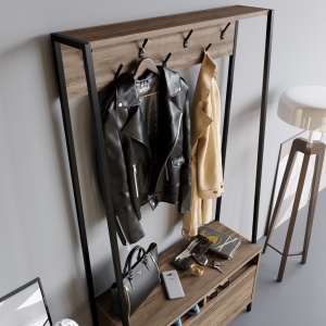 Dulap cu raft Devin - Walnut, Black - Img 3
