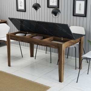 Masa Milan 518 - Walnut, Black - Img 3
