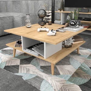 Masuta de cafea Akya - Oak, White - Img 3