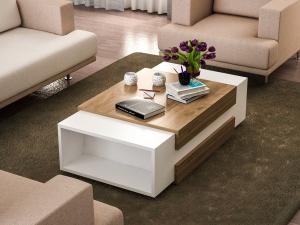 Masuta de cafea Nora - White, Walnut - Img 1