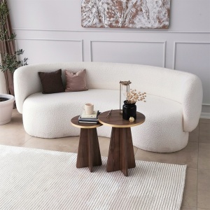 Set de masa pentru cafea Mushroom 2 - Gold, Walnut - Img 1