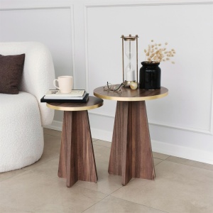 Set de masa pentru cafea Mushroom 2 - Gold, Walnut - Img 3