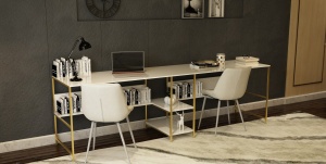 Birou L400 - White, Gold - Img 2