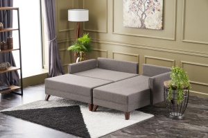 Canapea Extensibila Bella Mini Corner Sofa Right - Brown - Img 3