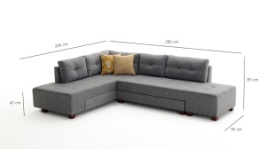 Canapea Extensibila Manama Corner Sofa Bed Left - Grey - Img 7
