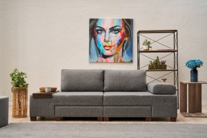 Canapea Extensibila Perenna Linen - Grey - Img 1