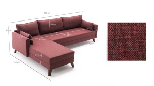 Canapea pe colț Bella Corner Sofa Left 1 - Claret Red - Img 7