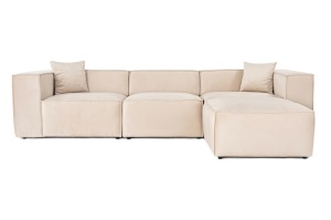 Canapea pe colț Lora (L1-O1-1R-POUFFE ) - Cream - Img 3