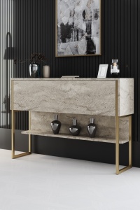 Comoda Luxe - Travertine, Gold - Img 1